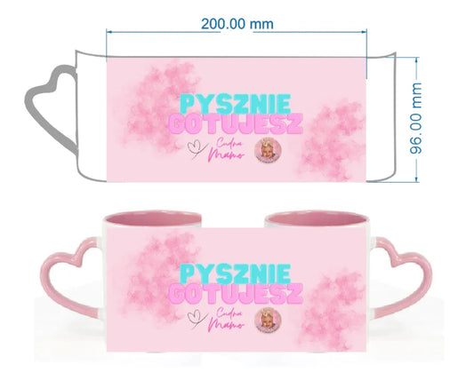 Kubek PYSZNIE GOTUJESZ CUDNA MAMO 🌸